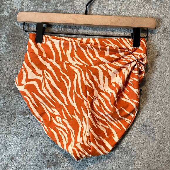 Skatie Scarlette High Rise Bikini‎ Bottoms Size Small Zebra Print Orange New - Picture 2 of 4